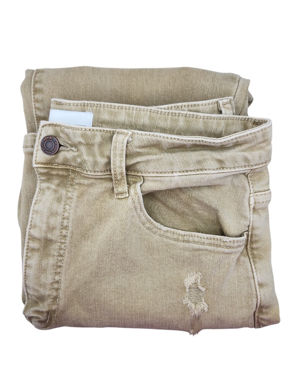 Vervet Straight Leg Distressed Tan Gold Color Size 31